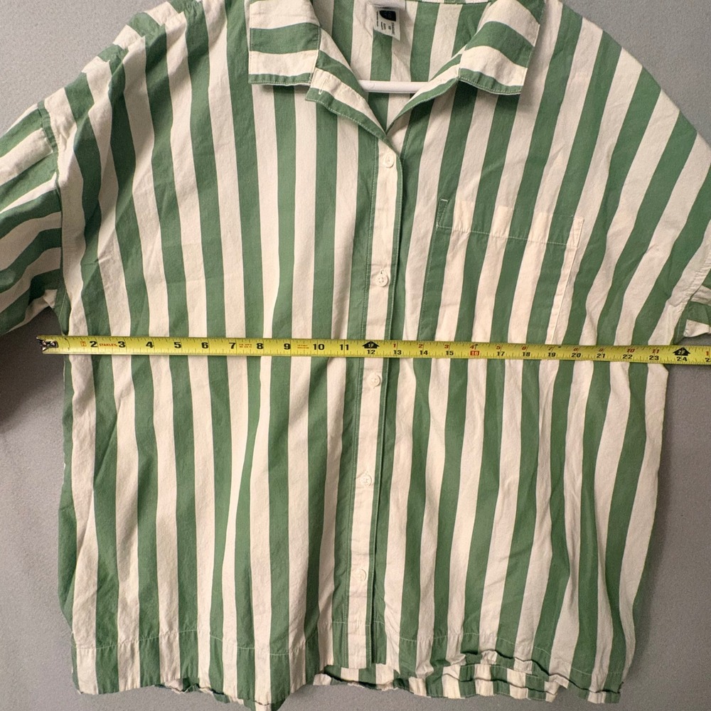 Hanna Andersson Pajama Set Green White Striped Cotton Button Down Top Shorts L - Picture 12 of 16